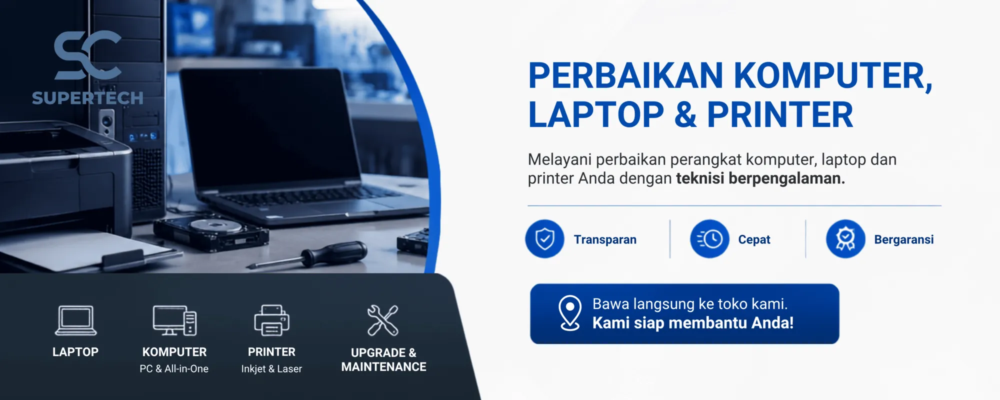 Layanan servis komputer dan printer Supertech Medan